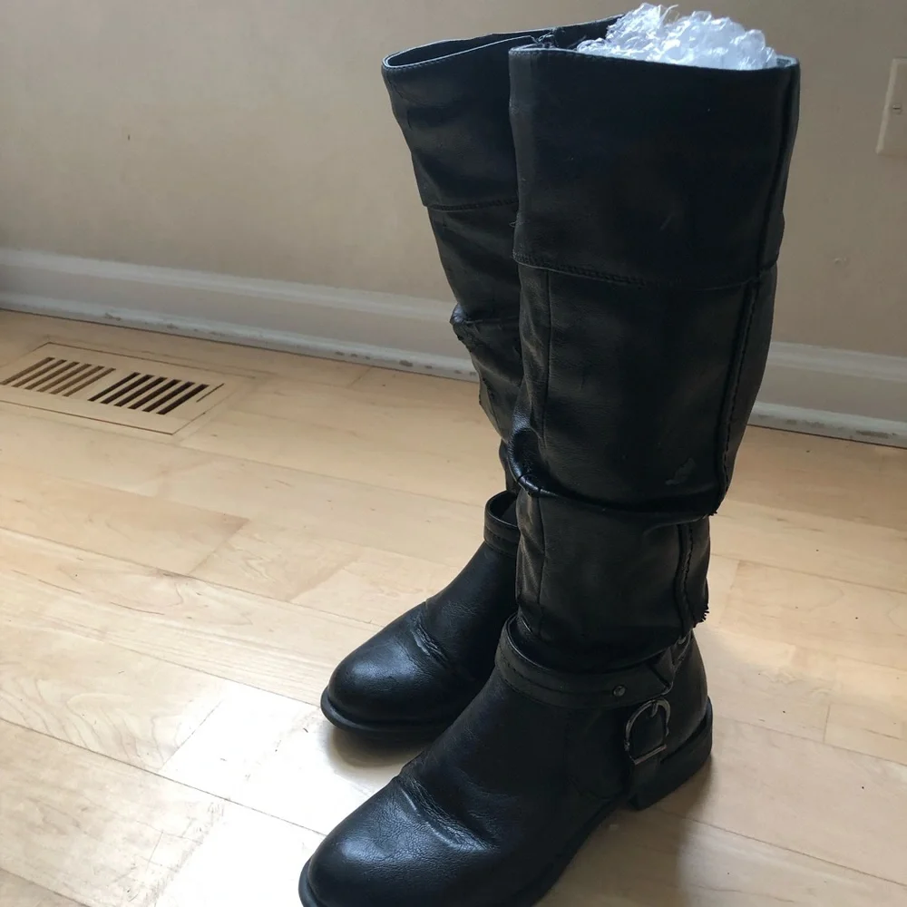 Others Follow Black Over-the-Knee Buckle Riding Boots